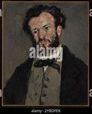 Ritratto di Anthony Valabr&#xe8;gue, 1869-1871. Informazioni aggiuntive: Quando un membro della giuria al Salone di Parigi del 1866 vide per la prima volta il ritratto di Paul C&#xe9;zanne del giornalista e critico Antony Valabr&#xe8;gue, esclamò che il ritratto non era dipinto con un coltello ma con una pistola. Anche se il Salon gli rifiutò l'ammissione, C&#xe9;zanne continuò a dipingere molti ritratti del suo amico, incluso l'esempio presente, che si pensa siano stati dipinti tra il 1869 e il 1871. Foto Stock