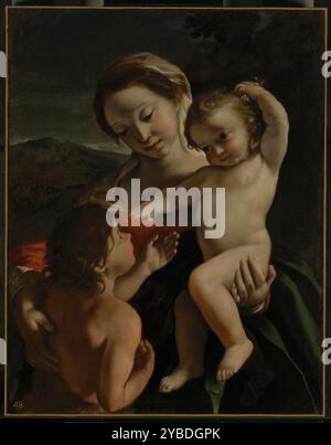 Madonna col bambino e il bambino San Giovanni Battista, circa 1630-1632. Informazioni aggiuntive: Mentre la Madonna accarezza con tenerezza il figlio, i due bambini estendono le braccia l'uno verso l'altro, esprimendo amore sia familiare che divino. Il goldfinch tenuto incautamente nella mano sinistra del Cristo bambino può essere interpretato come una prefigurazione della passione. Secondo la leggenda, mentre Cristo fu portato a morire sul Calvario, un goldfinch volò giù e strappò una spina dalla sua pelle sanguinante spruzzandosi con il suo sangue nel processo, acquisendo così la sua caratteristica macchia di rosso sul suo piumaggio. Foto Stock