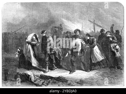 L'incendio di Parigi: Salvato dall'incendio, 1871. "Le orribili scene di massacri e incendiari avvenute la settimana scorsa a Parigi, dopo la sconfitta finale della comune repubblicana rossa da parte del governo provvisorio dell'Assemblea nazionale francese, saranno rappresentate dalle nostre illustrazioni... gli insorti, indisturbati e sentendo il loro caso senza speranza, licenziarono le Tuileries, il Tesoro e Rue Royale... non c'è dubbio che queste cose siano state deliberatamente fatte per ordine dei leader comunisti; inoltre, molti altri incendi sono stati accesi in modo diverso Foto Stock