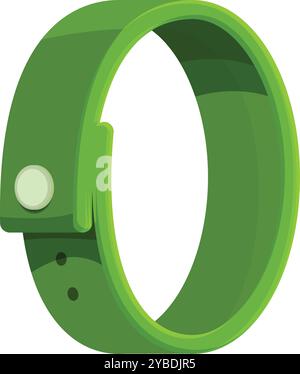 Cinturino verde Smart Watch con vista laterale isolata su sfondo bianco Illustrazione Vettoriale