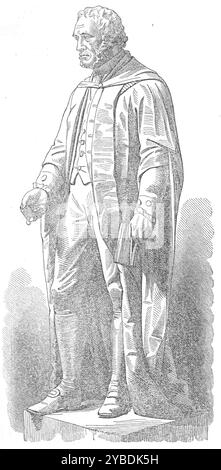 Statua di Sir David Brewster, Università di Edimburgo, 1871. "Una statua del defunto Sir David Brewster, eminente filosofo naturale... lo scultore è il signor Brodie, che ha prodotto una bella opera d'arte, e una fedele somiglianza del venerabile saggio..." possiamo guardare indietro alla vita e al lavoro del nostro defunto preside con gioia per ciò che ha fatto, non solo per l'Università, ma per gli interessi più ampi della scienza e della letteratura; riflettendo con ammirazione sulle sue importanti ricerche e scoperte in scienza, ricordando... il brillante esempio della sua vita cristiana, che offre una preghiera Foto Stock