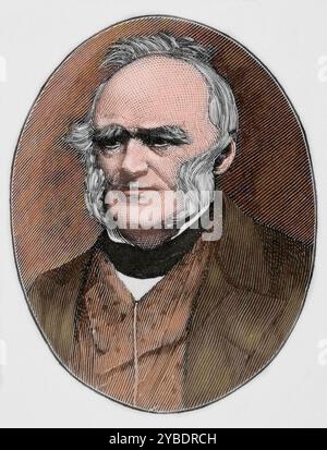 Charles Lyell, avvocato e geologo britannico, XIX secolo. Lyell (1797-1875) dimostrò il potere delle cause naturali conosciute nello spiegare la storia della Terra. È noto soprattutto per la sua associazione con Charles Darwin e come autore di "Principles of Geology" (1830-1833). Da "storia universale", XIX secolo. (Stampa a colori in bianco e nero). Foto Stock