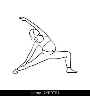 Posa di cani da uccello per donne incinte icona linea. Esercizi per la gravidanza. Elemento isolato vettoriale. Traccia modificabile. Illustrazione Vettoriale