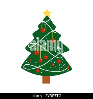 Graziosa collezione di alberi di natale decorati Illustrazione Vettoriale