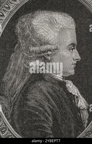 Jean-Jacques Duval d'Eprémesnil (1745-1794). Magistrato e politico francese. Vice degli Stati generali del 1789 (dal 7 maggio 1789 al 30 settembre 1791). Il Tribunale rivoluzionario lo condannò alla ghigliottina. Verticale. Disegno di Hippolyte de la Charlerie. Incisione di Pannemaker. "Storia della Rivoluzione francese". Volume i, 1876. Foto Stock