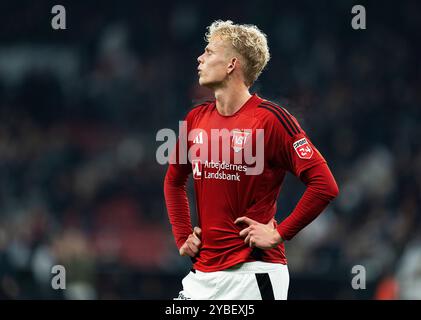 Copenaghen, Danimarca. 18 ottobre 2024. Oliver Provstgaard di Vejle dopo il match di Super League tra FC Copenhagen e Vejle Boldklub a Parken a Copenaghen, venerdì 18 ottobre 2024. (Foto: Claus Bech/Ritzau Scanpix) credito: Ritzau/Alamy Live News Foto Stock