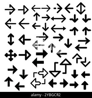 Frecce Imposta icone raccolta vettoriale Freccia cursore Freccia frecce semplici moderne pulsante di riproduzione. Illustrazione Vettoriale