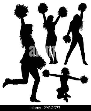 silhouette sportiva da ballo in posa femminile cheerleader Illustrazione Vettoriale