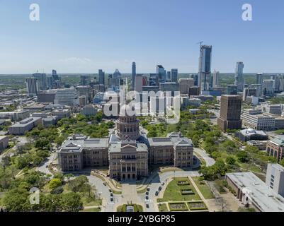 Vista aerea del Campidoglio del Texas nella città di Austin, Texas Foto Stock