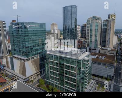 Vista aerea della città di Nashville, Tennessee, situata sul fiume Cumberland. La città è il campidoglio dello Stato volontario Foto Stock