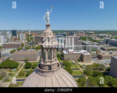 Vista aerea del Campidoglio del Texas nella città di Austin, Texas Foto Stock