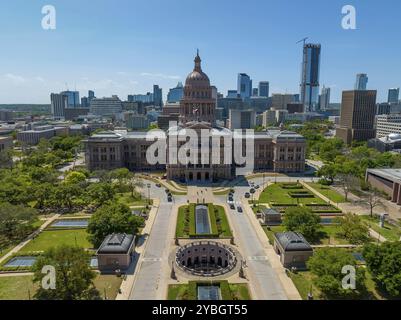 Vista aerea del Campidoglio del Texas nella città di Austin, Texas Foto Stock