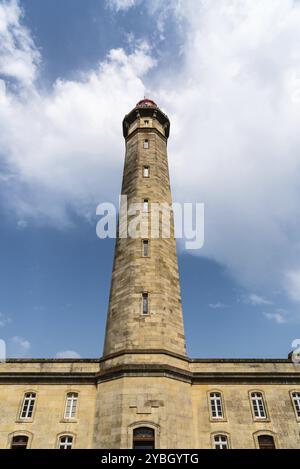 Isola di Re, Francia, 7 agosto 2018: Il faro delle balene, Phare des Baleines, Europa Foto Stock
