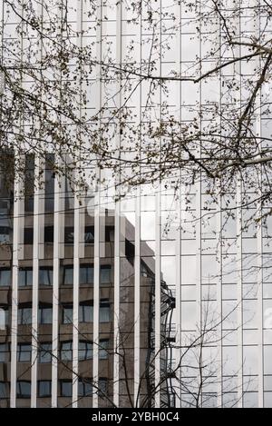 Dettaglio della parete di tamponamento in architettura moderna edificio per uffici. Sfondo astratto Foto Stock