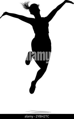 Donna felice che salta per Joy silhouette person Illustrazione Vettoriale
