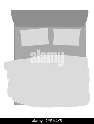 Letto nella camera da letto, silhouette di un letto, vista dall'alto. Illustrazione vettoriale Illustrazione Vettoriale