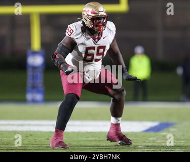 18 ottobre 2024: L'offensive lineman dei Florida State Seminoles TJ Ferguson (69) durante la partita di football della NCAA tra i Florida State Seminoles e la Foto Stock