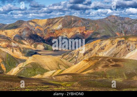 Vista delle vette colorate di Landmannalaugar Foto Stock