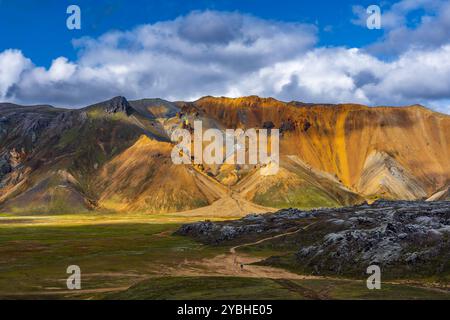 Vista delle vette colorate di Landmannalaugar Foto Stock