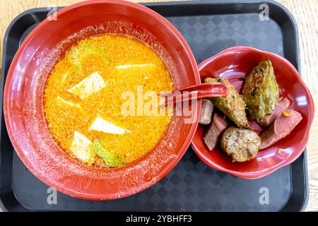 Laksa Yong Tau Foo Bowl servito nel ristorante Fong Yong Tau Foo, Singapore Foto Stock