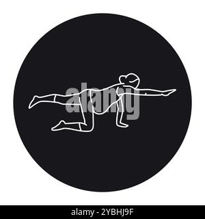 Posa di cani da uccello per donne incinte icona linea. Esercizi per la gravidanza. Elemento isolato vettoriale. Traccia modificabile. Illustrazione Vettoriale