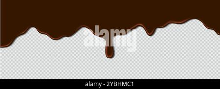 Cioccolato al latte fuso che gocciola su uno sfondo isolato. Ondata di liquido che gocciola verso il basso Illustrazione Vettoriale