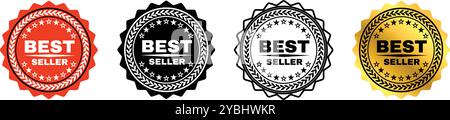 Etichetta con il badge più venduto. Adesivo con sigillo a scelta dell'acquirente, etichetta con timbro di marketing più venduto con cornice a motivi floreali e stelle scintillanti. Retro Illustrazione Vettoriale
