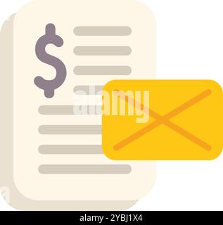 Fattura con busta postale che mostra il concetto di pagamento online Illustrazione Vettoriale