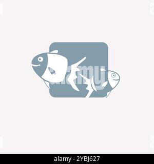 Astratto design semplice del logo del pesce vettoriale marchio di decorazione della casa aziendale modificabile Illustrazione Vettoriale