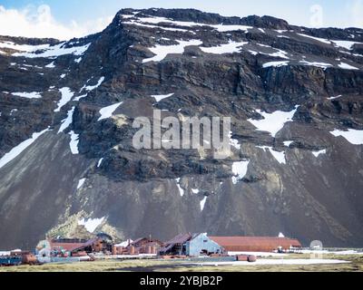 La stazione baleniera abbandonata a Stromness, Georgia del Sud. Foto Stock