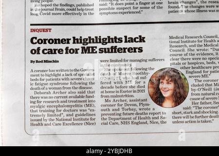 "Il coroner evidenzia la mancanza di cura per I MIEI malati" Foto Stock