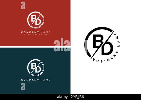 Monogramma creativo per il logo BD della lettera iniziale - modello di logo vettoriale minimale per l'alfabeto B e D. Illustrazione Vettoriale