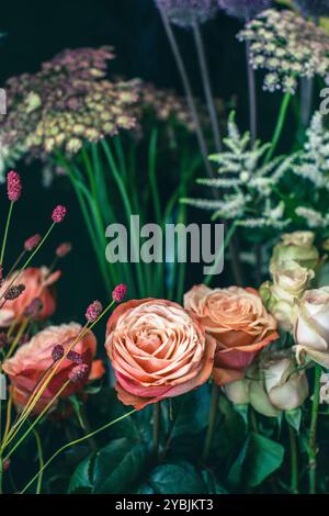 bellissime rose romantiche in stile vintage Foto Stock