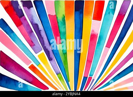 Strisce colorate luminose su sfondo bianco, motivo astratto per il design Foto Stock