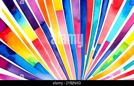 Strisce colorate luminose su sfondo bianco, motivo astratto per il design Foto Stock