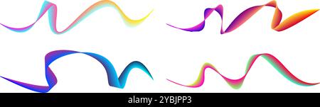 Le colorate linee sfumate si intrecciano e si fondono, formando pattern dinamici che evocano creatività e movimento Illustrazione Vettoriale