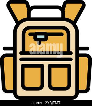 Questo zaino da trekking è pronto per le avventure, con diversi scomparti per tenere tutto in ordine Illustrazione Vettoriale