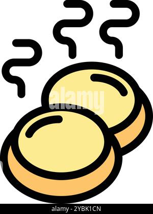 Semplice illustrazione vettoriale di due panini caldi bao, un piatto forte della cucina cinese Illustrazione Vettoriale