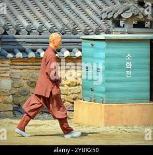 Monaco nel tempio buddista zen di Songgwangsa situato nella provincia di Jeolla del Sud, Corea del Sud. Foto Stock