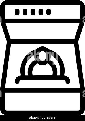 Icona di un lettino abbronzante con una persona seduta all'interno, che ottiene un'abbronzatura uv Illustrazione Vettoriale