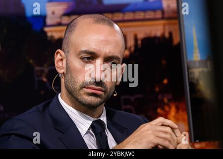 RIGA, Lettonia. 19 ottobre 2024. Benjamin Haddad, ministro delegato per gli affari europei della Francia, durante la conferenza di riga 2024. Crediti: Gints Ivuskans/Alamy Live News Foto Stock