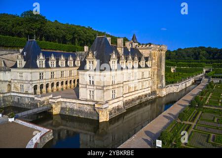 Francia, Indre-et-Loire, Villandry, Château e Giardini di Villandry, costruiti nel XVI secolo, in stile rinascimentale Foto Stock