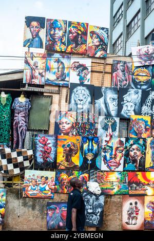 Street art lungo Buganda Road a Kampala - Uganda Foto Stock