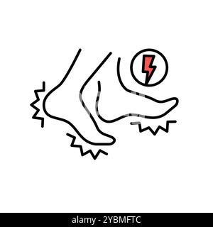 Icona nera della sindrome delle gambe senza riposo. Firma per pagina Web, app mobile, pulsante, logo. Pulsante isolato vettore. Traccia modificabile. Illustrazione Vettoriale