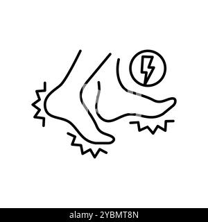 Icona nera della sindrome delle gambe senza riposo. Firma per pagina Web, app mobile, pulsante, logo. Pulsante isolato vettore. Traccia modificabile. Illustrazione Vettoriale