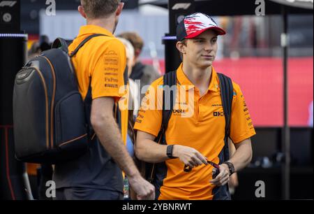 Austin, Stati Uniti. 19 ottobre 2024. Oscar Piastri arriva al paddock durante il Gran Premio di Formula 1 Pirelli ad Austin, Texas, il 19 ottobre 2024. (Foto di: Stephanie Tacy/Sipa USA) credito: SIPA USA/Alamy Live News Foto Stock