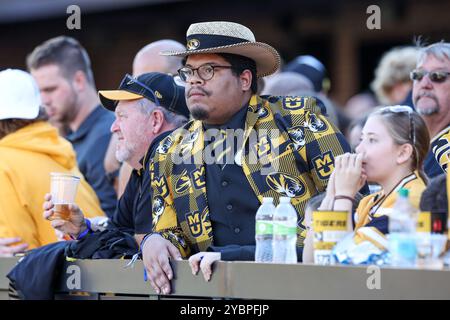 Columbia, Missouri, Stati Uniti. 19 ottobre 2024. Un fan dei Missouri Tigers guarda una partita tra i Missouri Tigers e gli Auburn Tigers al Memorial Stadium di Columbia, Missouri. David Smith/CSM/Alamy Live News Foto Stock