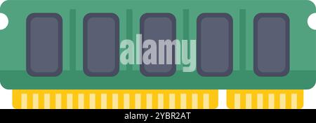 La scheda di memoria RAM verde è isolata su uno sfondo bianco, che illustra l'hardware del computer Illustrazione Vettoriale