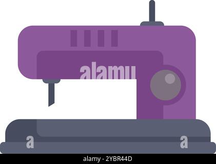 Macchina per cucire viola in piedi sul tavolo per realizzare abiti, attrezzature per sarta o sartoria Illustrazione Vettoriale