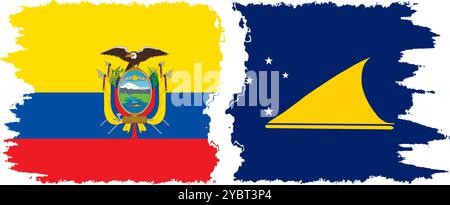 Tokelau ed Ecuador grunge bandiere connessione, vettore Illustrazione Vettoriale